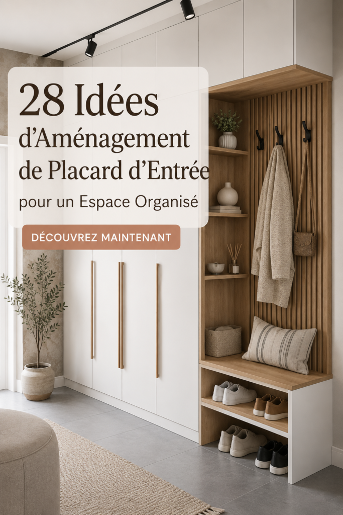 Aménagement d'un placard d'entrée organisé avec un espace de rangement stylé.