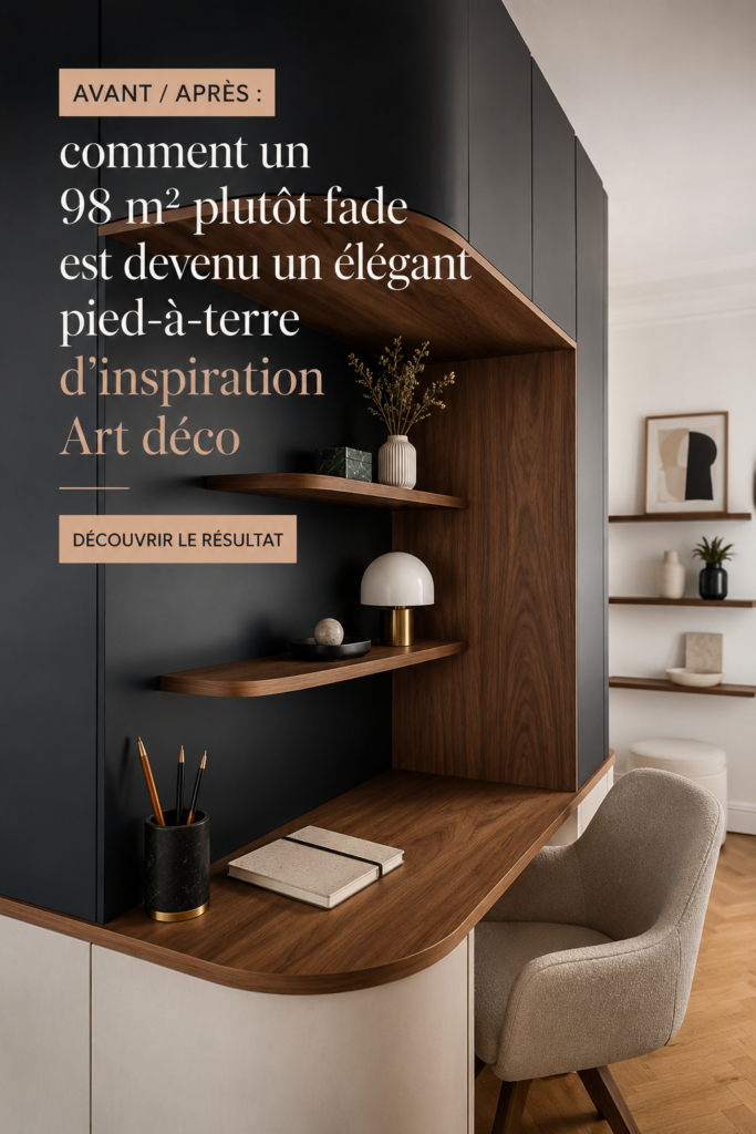 Intérieur rénové d'un appartement avec des éléments Art déco, mettant en avant l'élégance et le style.