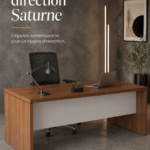 Bureau Saturne moderne avec un design épuré dans un espace de travail bien aménagé.