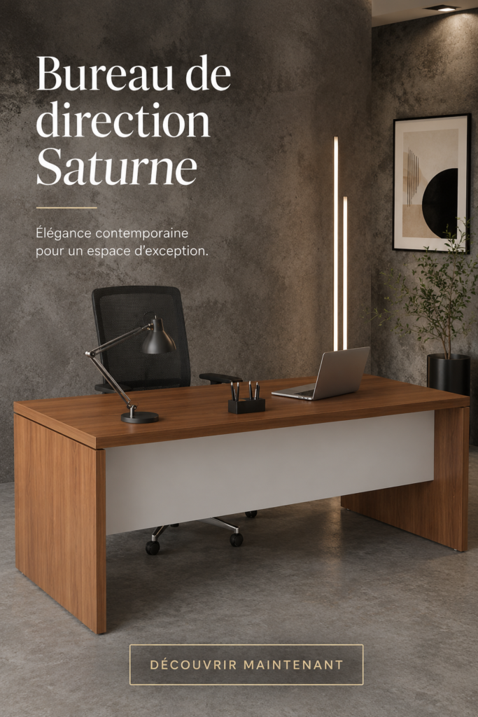 Bureau Saturne moderne avec un design épuré dans un espace de travail bien aménagé.