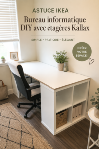 Bureau DIY avec étagères Kallax dans un intérieur moderne et chaleureux
