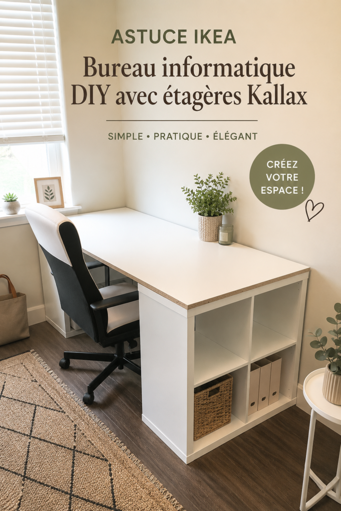 Bureau DIY avec étagères Kallax dans un intérieur moderne et chaleureux