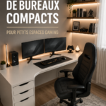 Un bureau compact bien aménagé dans un espace de jeu stylisé