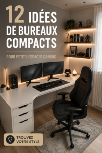 Un bureau compact bien aménagé dans un espace de jeu stylisé