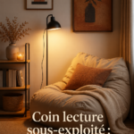 Un coin lecture cosy avec un fauteuil et une lampe douce