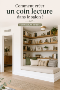 Un cosy coin lecture aménagé dans un salon lumineux avec fauteuil et lampadaire