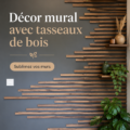 Un salon chaleureusement décoré avec des tasseaux de bois au mur.