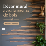 Un salon chaleureusement décoré avec des tasseaux de bois au mur.