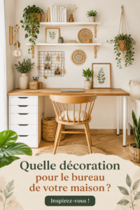 Un bureau à domicile joliment décoré, avec plantes et accessoires modernes.