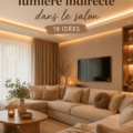 Salon avec éclairage indirect apportant une ambiance chaleureuse