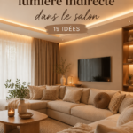Salon avec éclairage indirect apportant une ambiance chaleureuse