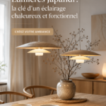 Éclairage Japandi dans un intérieur chaleureux et minimaliste.