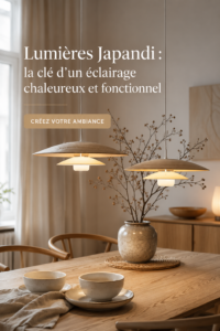 Éclairage Japandi dans un intérieur chaleureux et minimaliste.