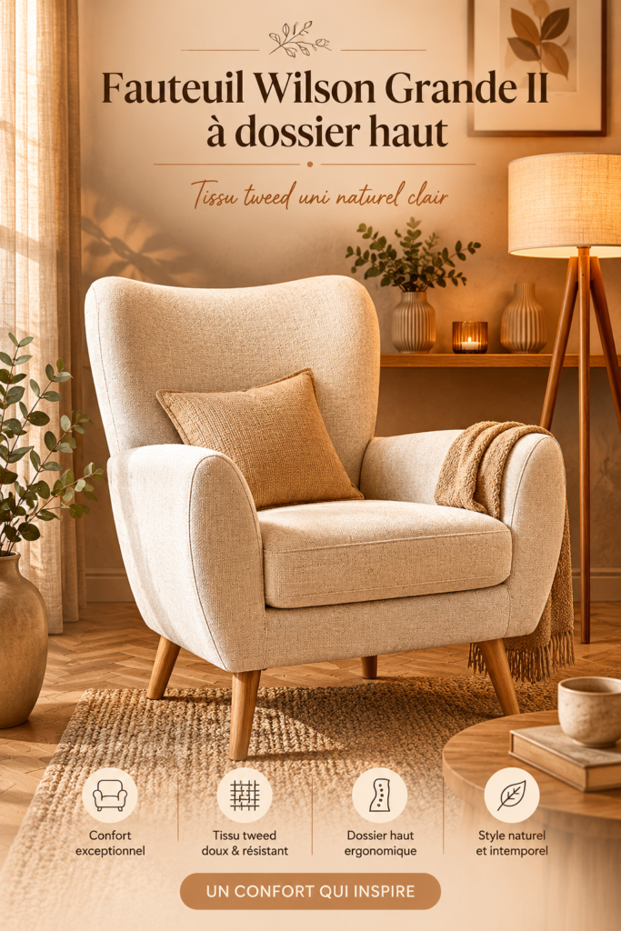 Fauteuil Wilson Grande II au style moderne et chaleureux dans un salon