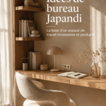 Un bureau au style Japandi, épuré et fonctionnel, conçu pour stimuler la concentration.