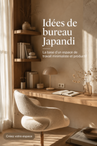 Un bureau au style Japandi, épuré et fonctionnel, conçu pour stimuler la concentration.