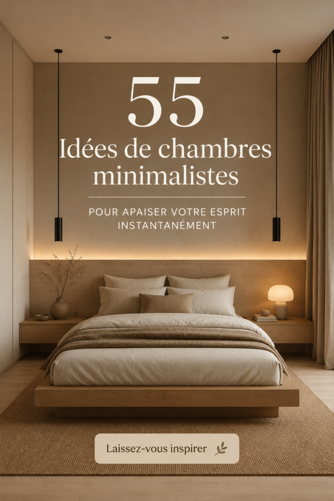 Chambre minimaliste avec des couleurs douces et des meubles épurés, favorisant la sérénité