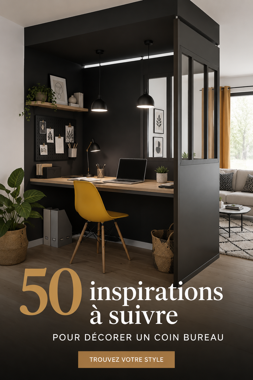 Un bureau bien décoré avec des plantes et des accessoires colorés