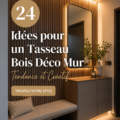 Mur décoré avec des éléments en bois créatifs et modernes
