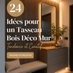 Mur décoré avec des éléments en bois créatifs et modernes