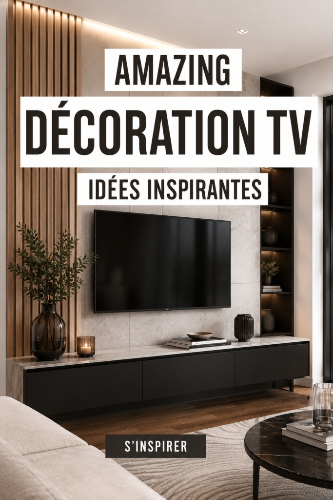 Coin de salon avec télévision joliment décorée