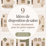 Un salon confortable avec une disposition intelligente pour un petit espace, montrant des meubles fonctionnels et une décoration chaleureuse.