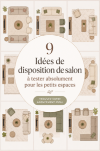 Un salon confortable avec une disposition intelligente pour un petit espace, montrant des meubles fonctionnels et une décoration chaleureuse.