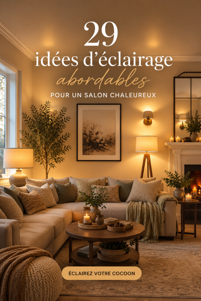 Salon chaleureux avec un éclairage douillet et agréable