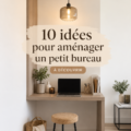 Un bureau bien aménagé avec des touches de décoration douce.