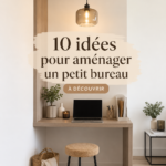 Un bureau bien aménagé avec des touches de décoration douce.