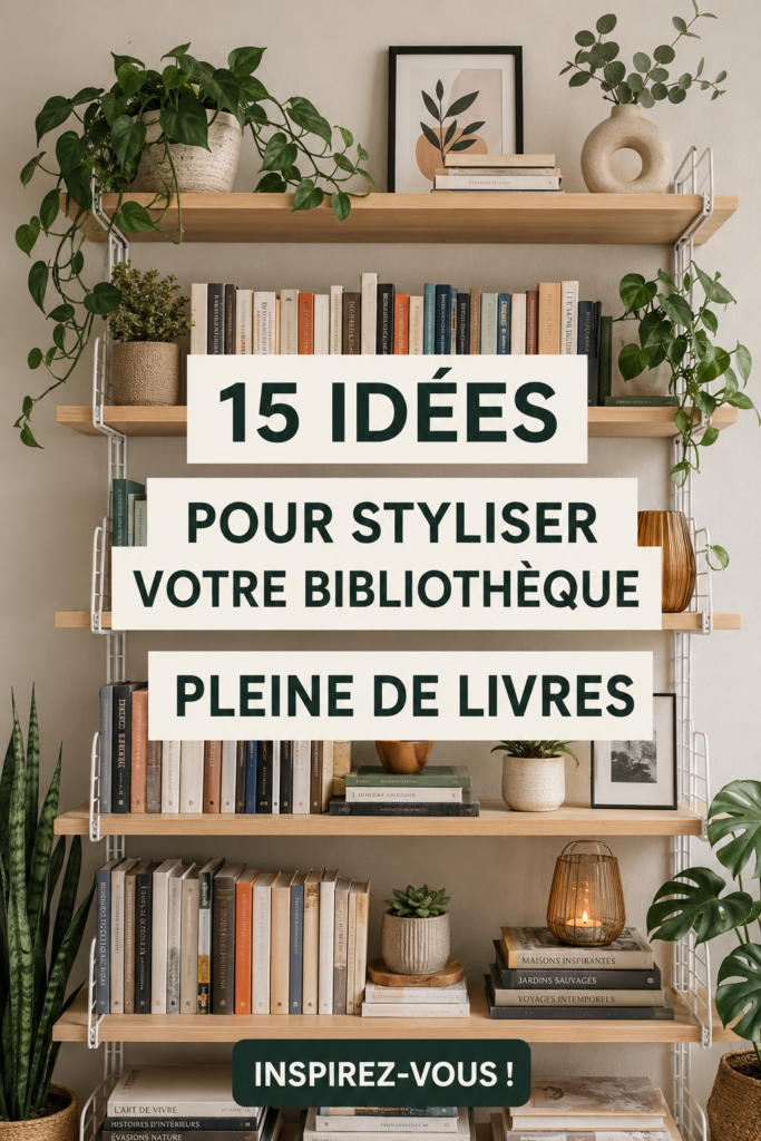 Étagère à livres stylisée avec des objets décoratifs.