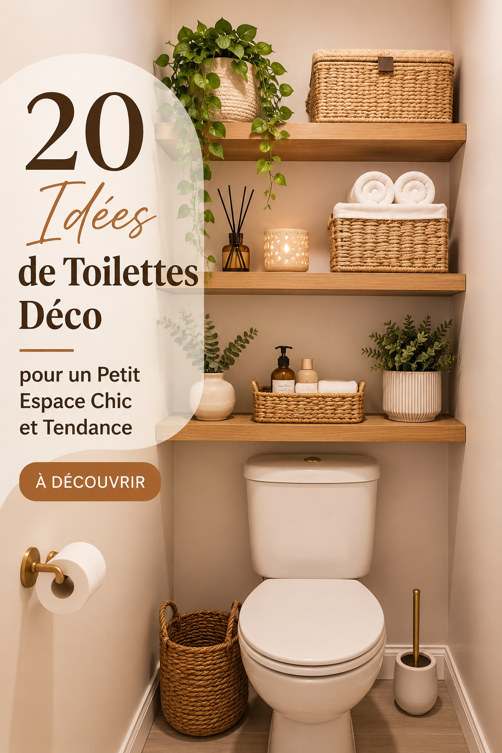 Des toilettes décorées avec des couleurs tendances et des éléments de rangement stylés.