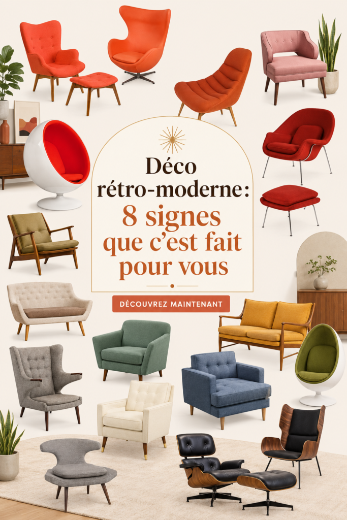 Intérieur élégant avec des meubles Mid-Century Modern