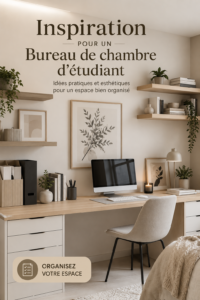 un bureau étudiant organisé avec des accessoires pratiques et esthétiques