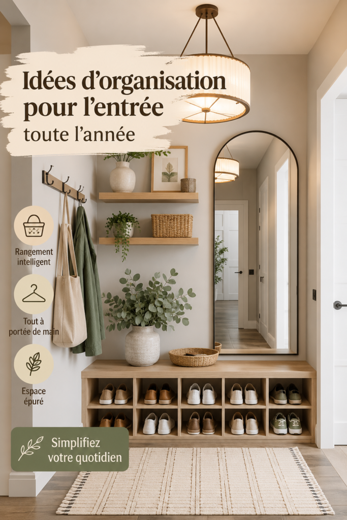 Vestiaire organisé avec des compartiments et des accessoires de rangement