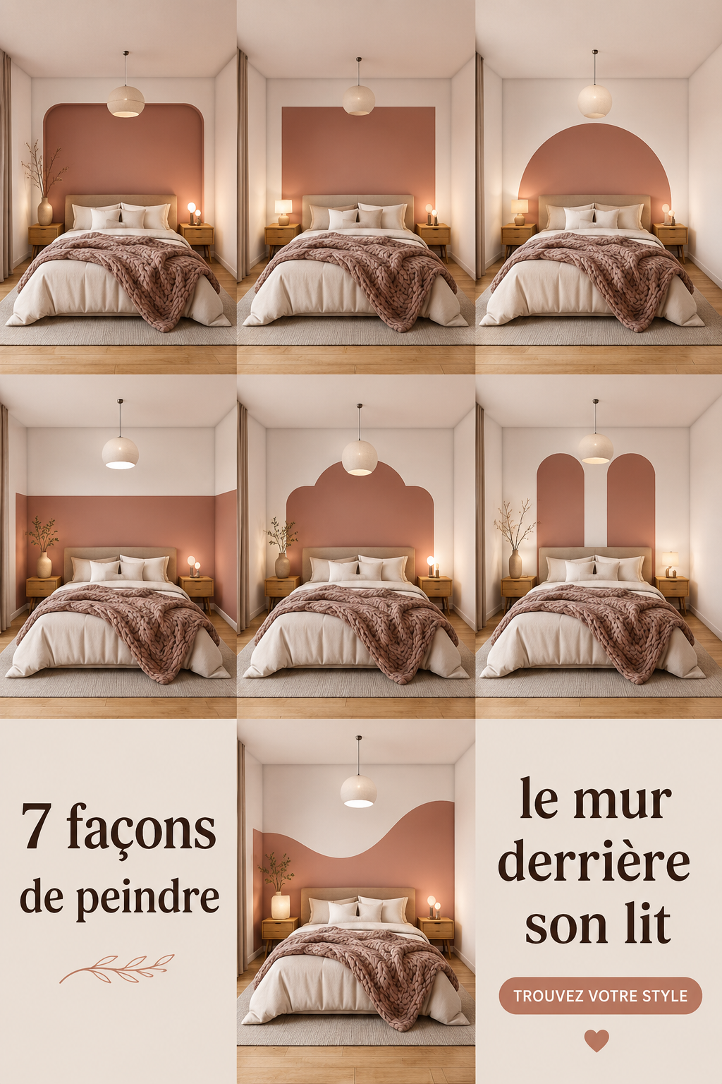 Un mur de chambre peint en couleurs chaleureuses avec des éléments de décoration.
