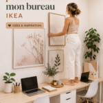Un bureau IKEA personnalisé avec des accessoires tendance et une décoration soignée.