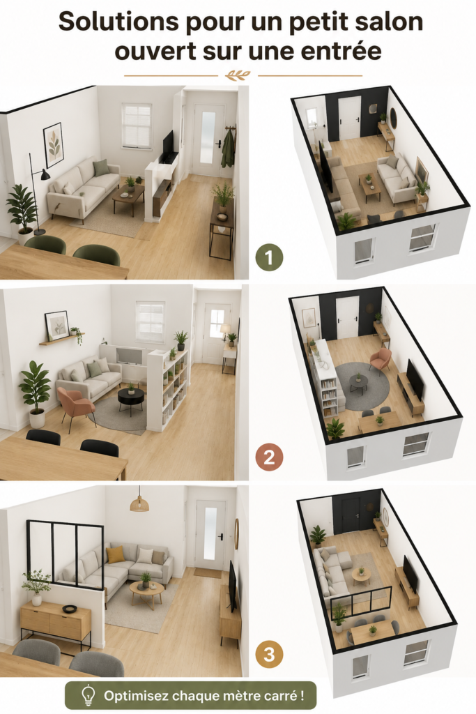 Un petit salon ouvert sur l'entrée, aménagé avec goût et style.
