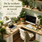 Espace de travail avec des plantes vertes décoratives