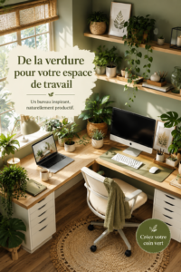 Espace de travail avec des plantes vertes décoratives