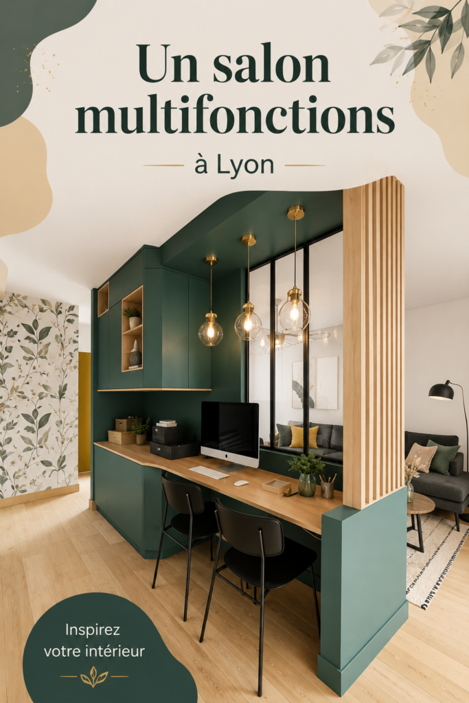 Un salon lumineux et accueillant aménagé de façon multifonctionnelle avec des meubles modulables.