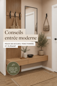 Hall d'entrée moderne avec des meubles pratiques et un décor élégant.
