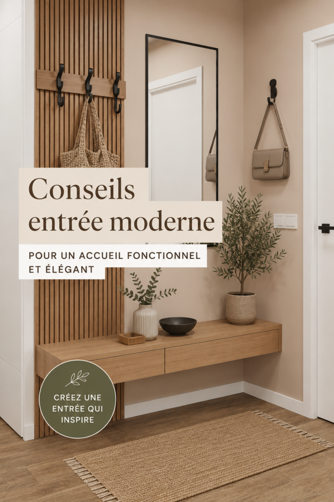 Hall d'entrée moderne avec des meubles pratiques et un décor élégant.