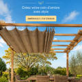 Un joli jardin avec un auvent moderne en toile, prêt à accueillir des moments conviviaux.