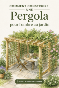 Une pergola en bois dans un jardin, offrant un espace ombragé pour se détendre.