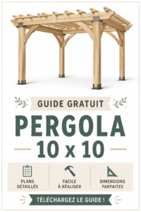 Pergola 10x10 en bois dans un jardin verdoyant