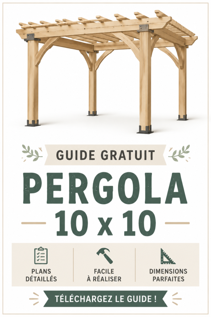 Pergola 10x10 en bois dans un jardin verdoyant