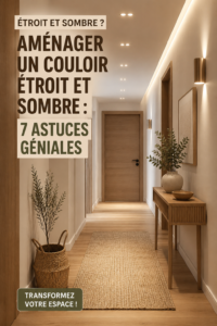 Un couloir lumineux avec des murs clairs et des accessoires décoratifs