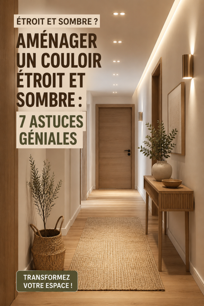 Un couloir lumineux avec des murs clairs et des accessoires décoratifs