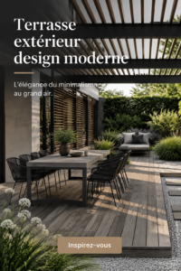 Terrasse moderne décorée avec du mobilier élégant et des plantes